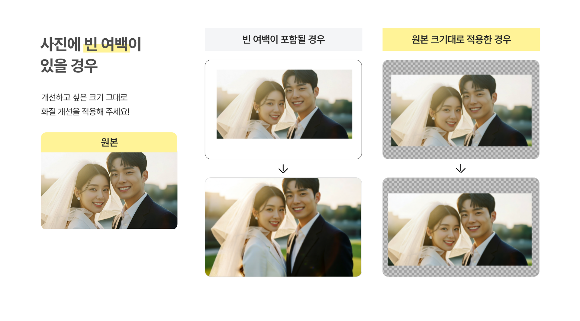 여백 없이 사진 사이즈 그대로 화질개선을 적용하는 방법