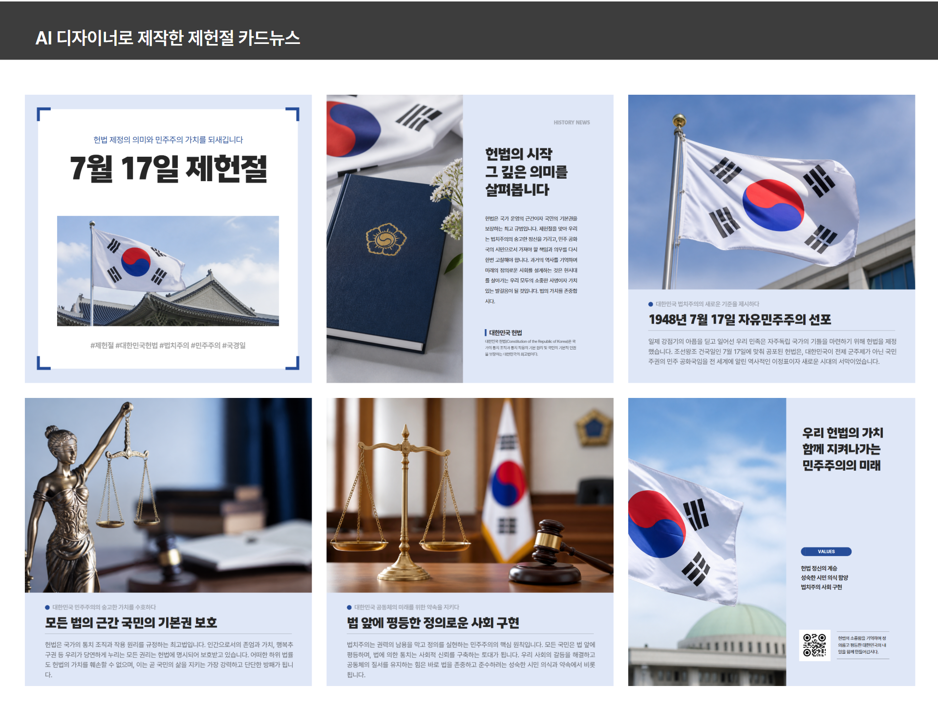 AI 디자이너로 만든 제헌절 콘텐츠 두 번째 결과 예시