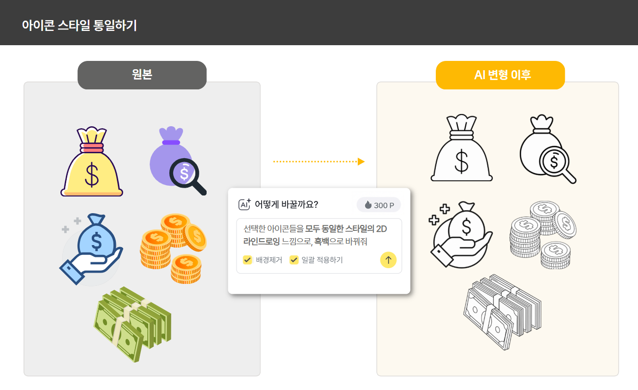 캐릭터와 아이콘 AI 변형 예시 세 번째